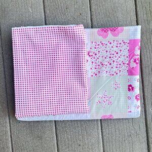 Pink Patchwork Gingham Twin Duvet Cover with Pillowcase Vintage Inspired Floral
